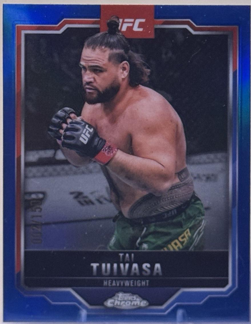 Tai Tuivasa 2025 Topps Chrome UFC Base #53 Blue Refractor