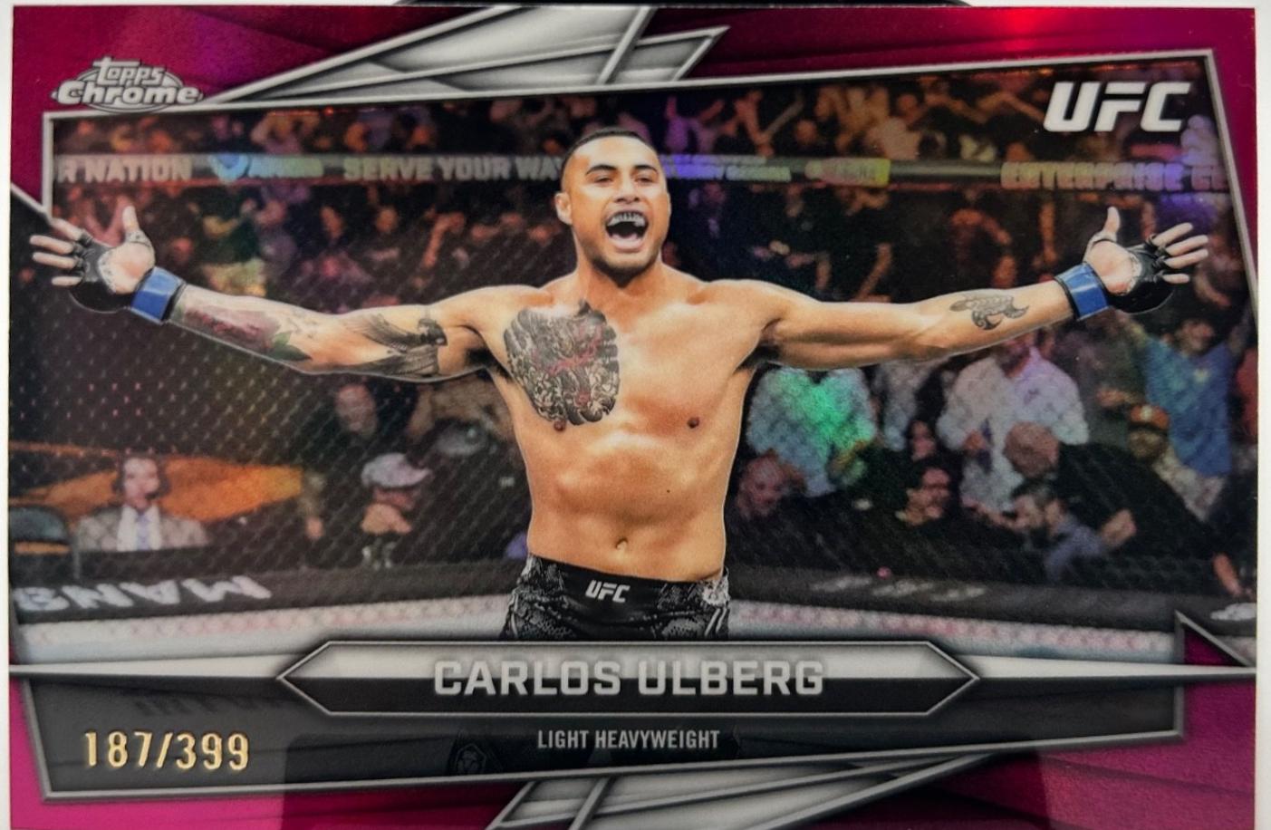 Carlos Ulberg 2026 Topps Chrome UFC Base #110 Magenta Refractor