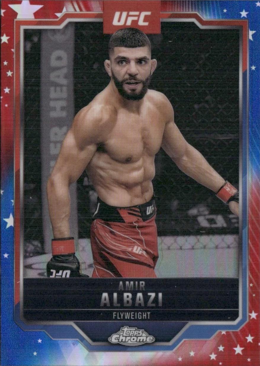 Amir Albazi 2025 Topps Chrome UFC Base #175 Red & Blue Refractor