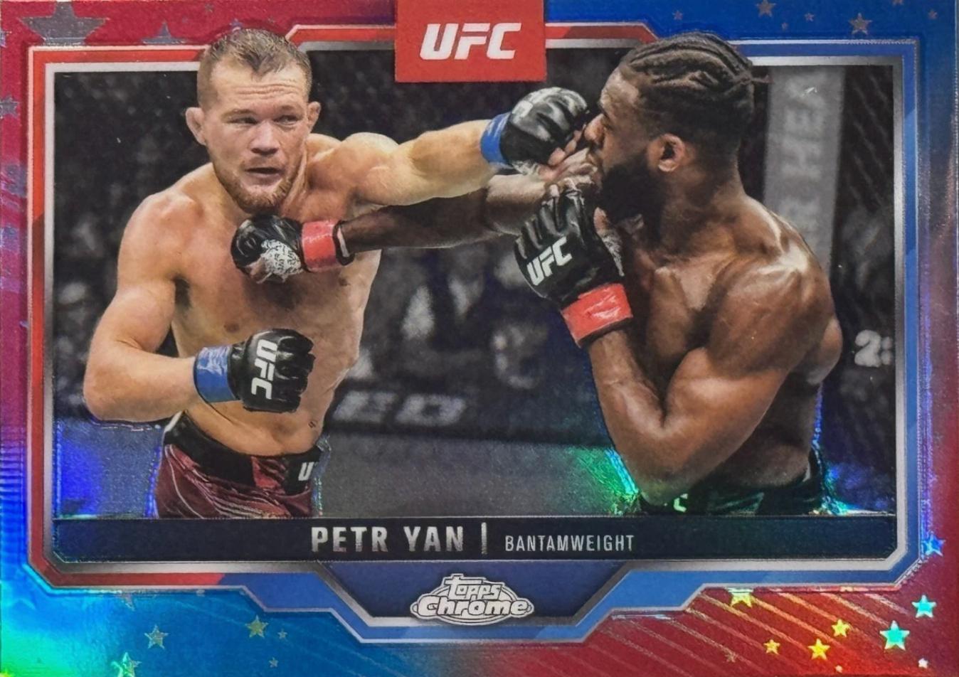Petr Yan 2025 Topps Chrome UFC Base #116 Red & Blue Refractor