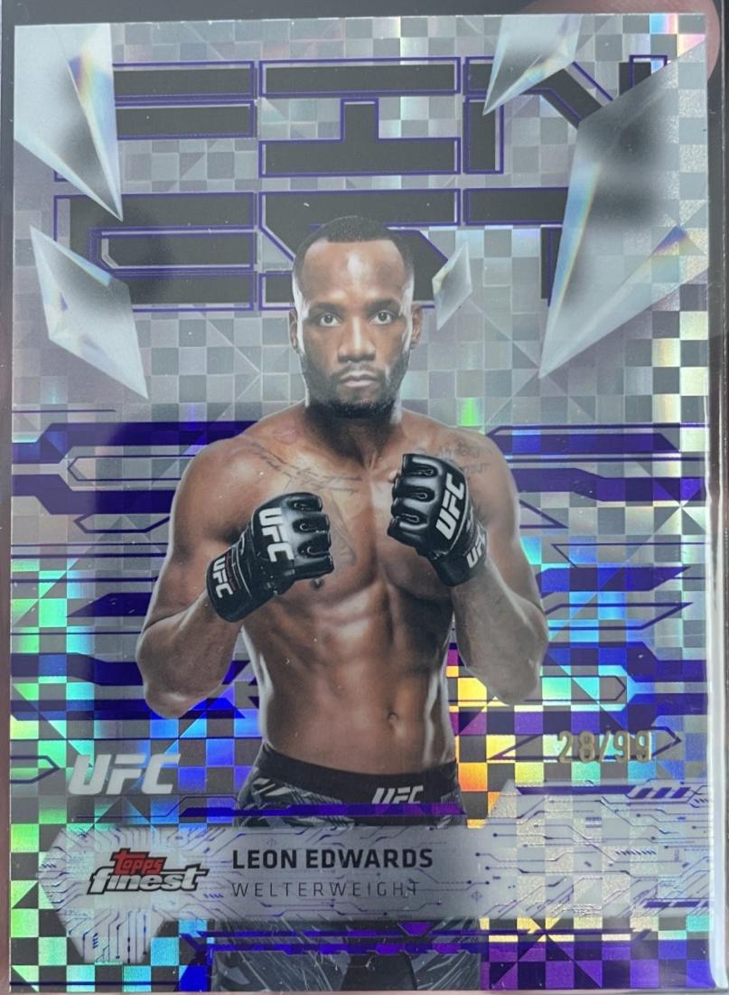 Leon Edwards 2025 Topps Finest UFC Base Uncommon #184 Purple Checkerboard Refractor