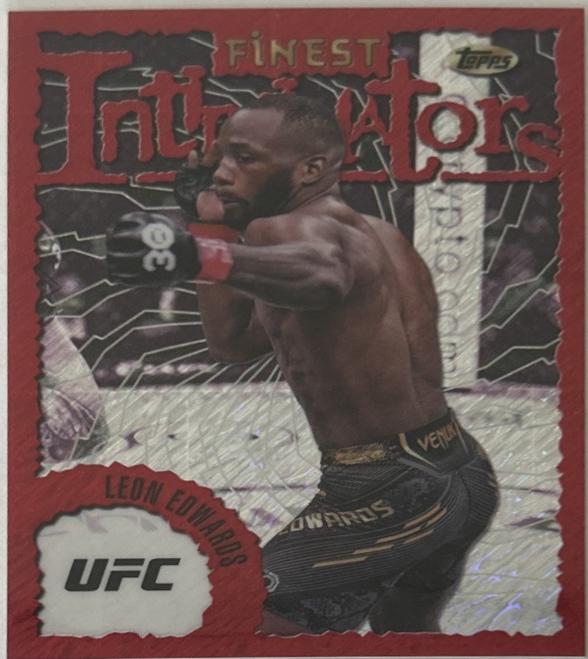 Leon Edwards 2024 Topps Finest UFC Intimidators #INT-10 Red Shimmer Refractor