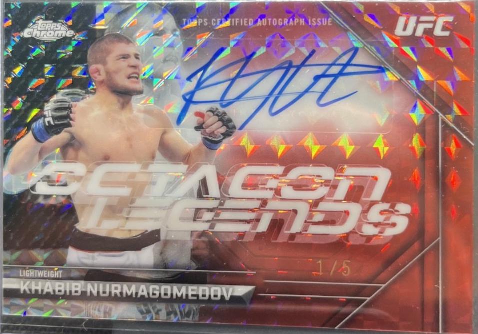 Khabib Nurmagomedov 2026 Topps Chrome UFC Octagon Legends Autographs #OLA-KN Red Geometric Refractor