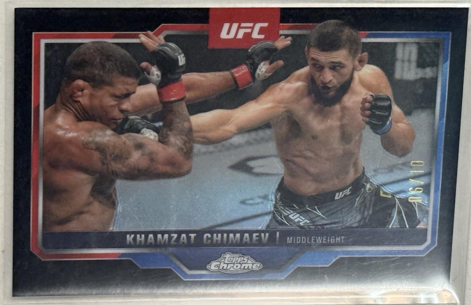 Khamzat Chimaev 2025 Topps Chrome UFC Base #102 Black Refractor