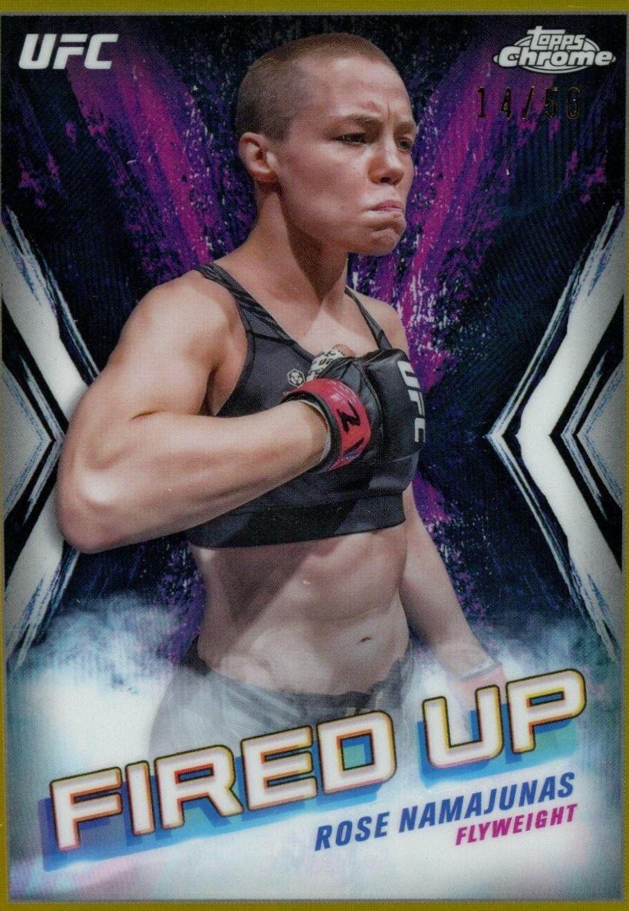 Rose Namajunas 2024 Topps Chrome UFC Fired Up #FDP-6 Gold Refractor