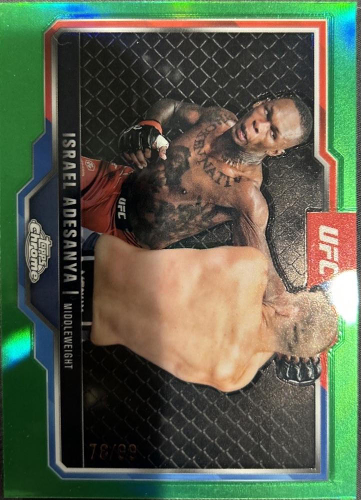 Israel Adesanya 2025 Topps Chrome UFC Base #3 Green Refractor