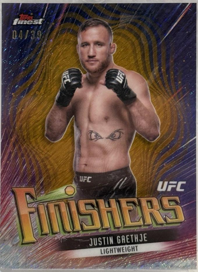 Justin Gaethje 2024 Topps Finest UFC Finishers #FIN-9 Gold Shimmer Refractor