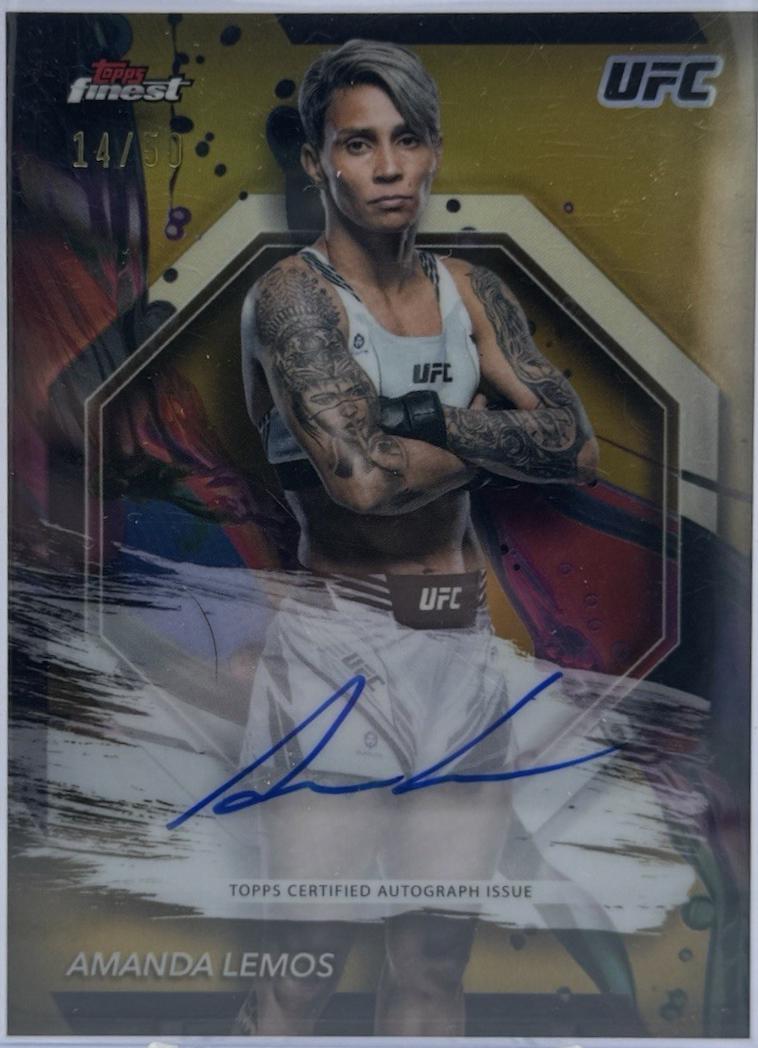 Amanda Lemos 2024 Topps Finest UFC Finest Autographs #FA-ALS Gold Refractor