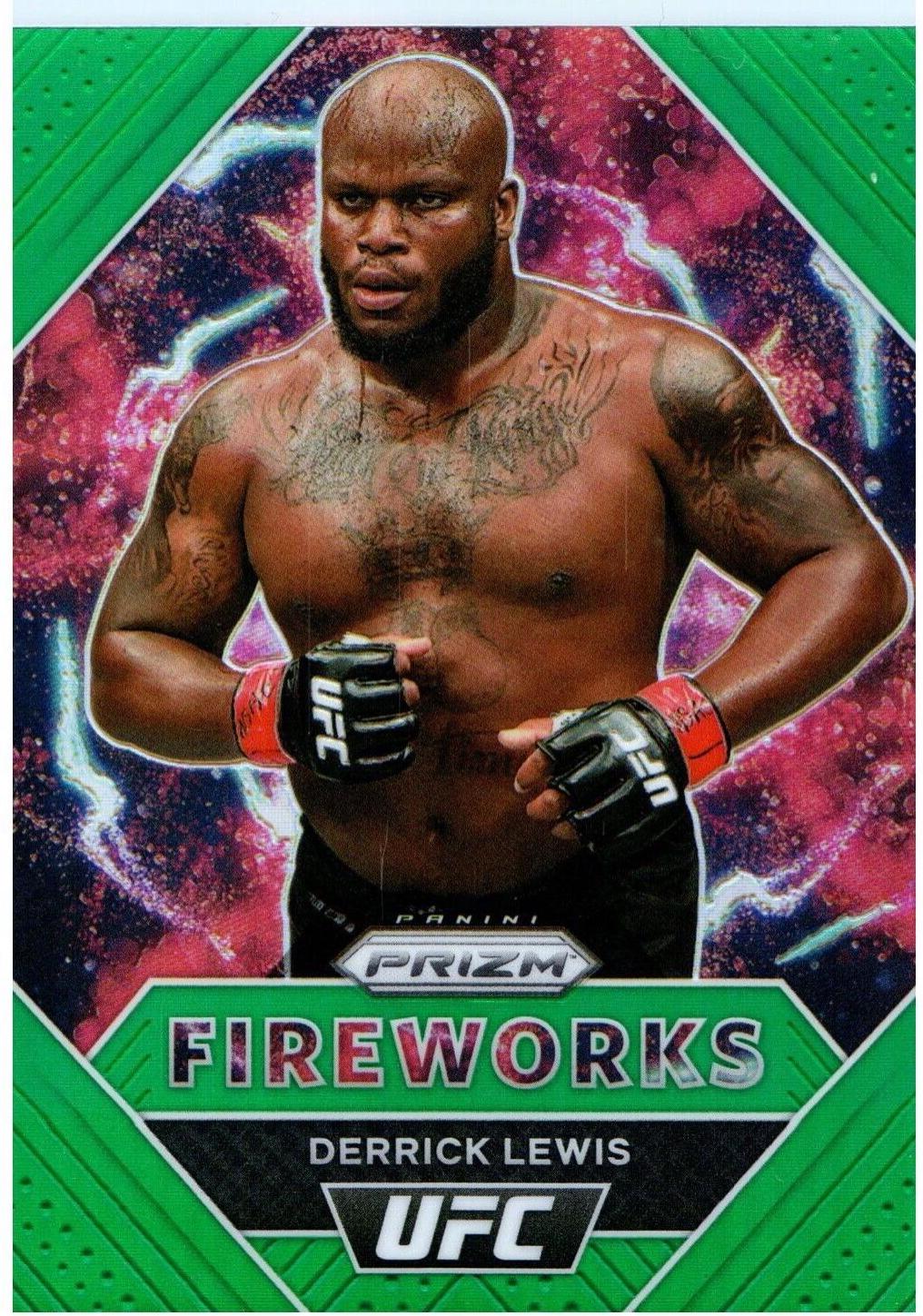 Derrick Lewis 2021 Panini Prizm UFC Fireworks #8 Green