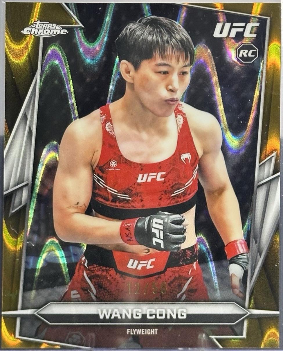 Wang Cong 2026 Topps Chrome UFC Base #13 Gold Ray Wave Refractor