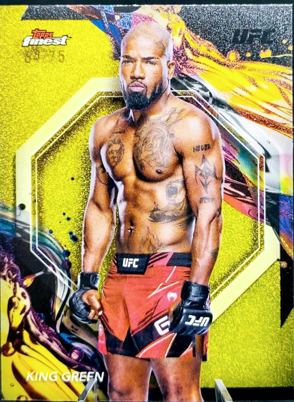 King Green 2024 Topps Finest UFC Base Uncommon #186 Yellow Glitter Refractor