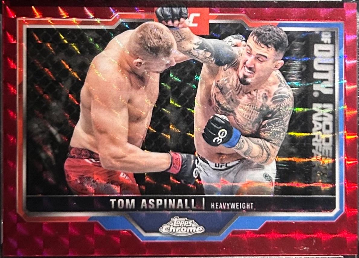 Tom Aspinall 2025 Topps Chrome UFC Base #146 Red Geometric Refractor