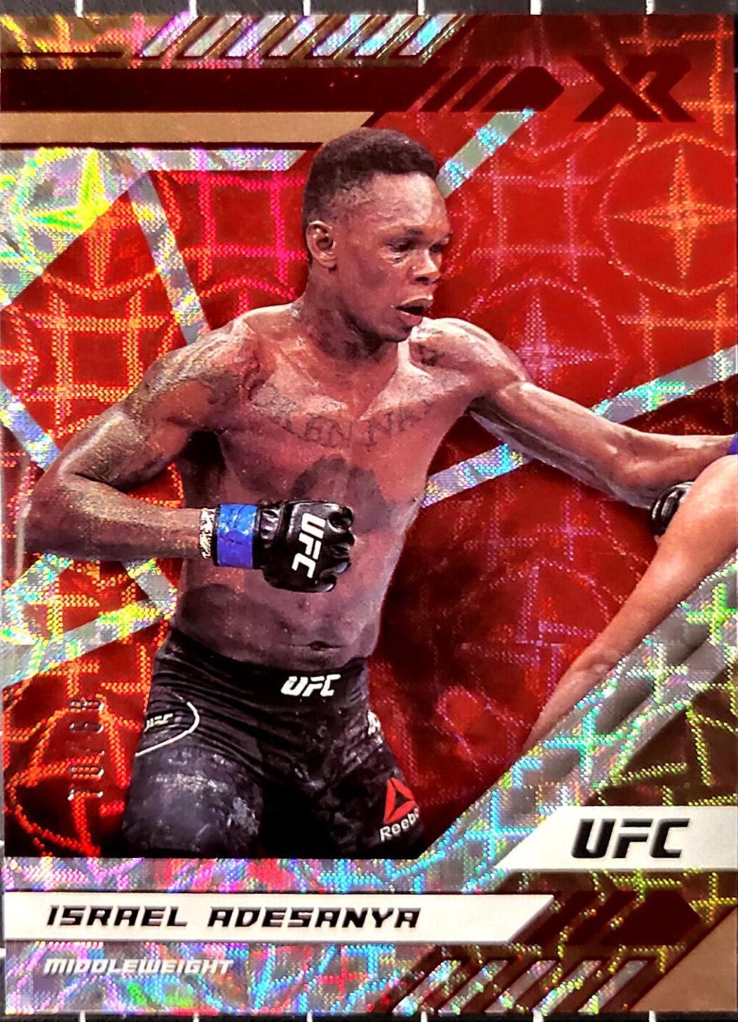 Israel Adesanya 2021 Panini Chronicles UFC Base XR #195 Asia Red