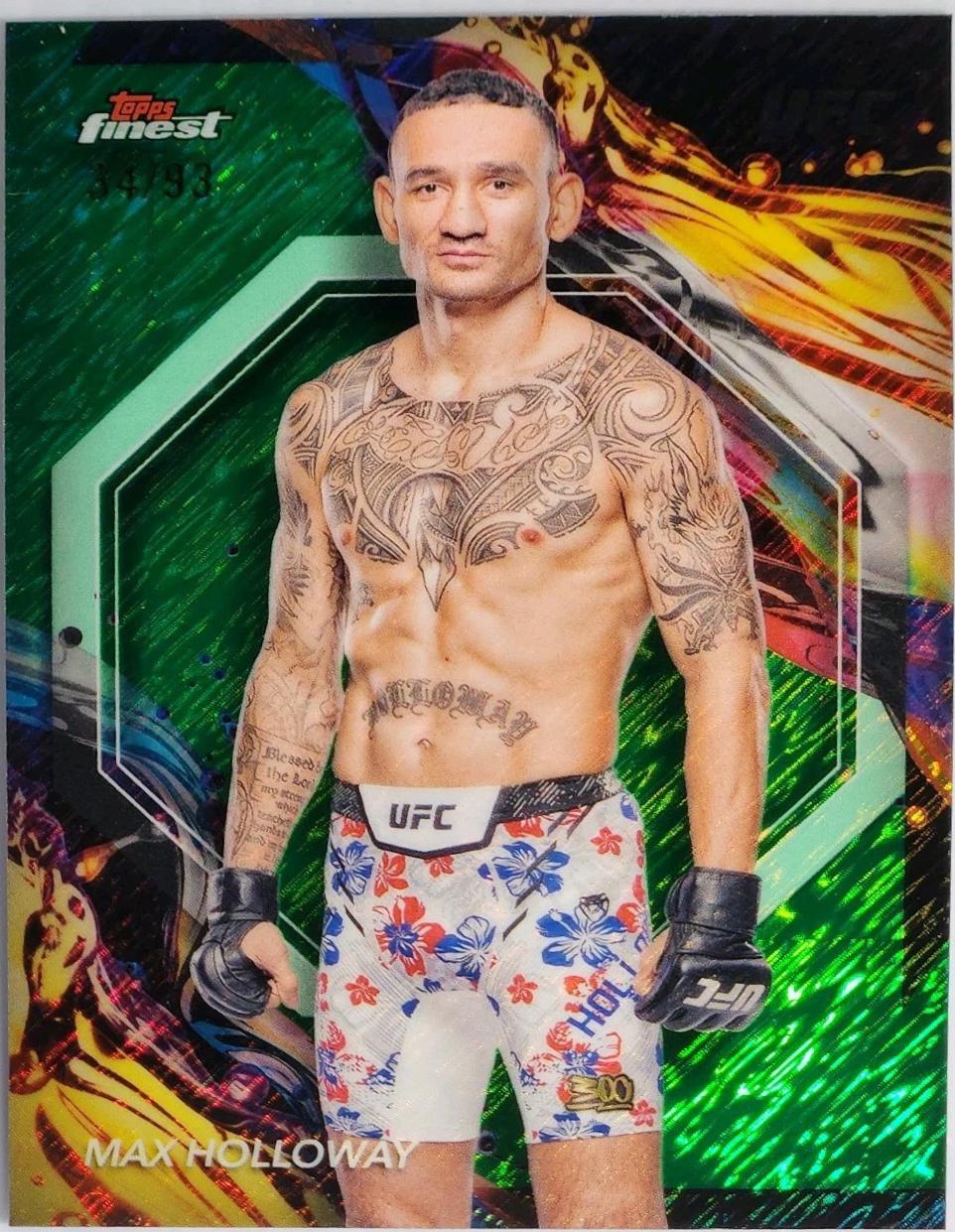 Max Holloway 2024 Topps Finest UFC Base Uncommon #181 Green Shimmer Refractor