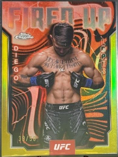 Diego Lopes 2025 Topps Chrome UFC Fired Up #FUP-8 Gold Refractor