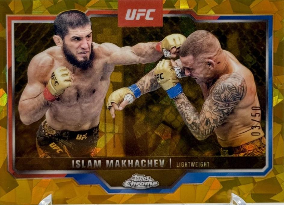 Islam Makhachev 2025 Topps Chrome Sapphire UFC Base Sapphire #200 Gold Sapphire
