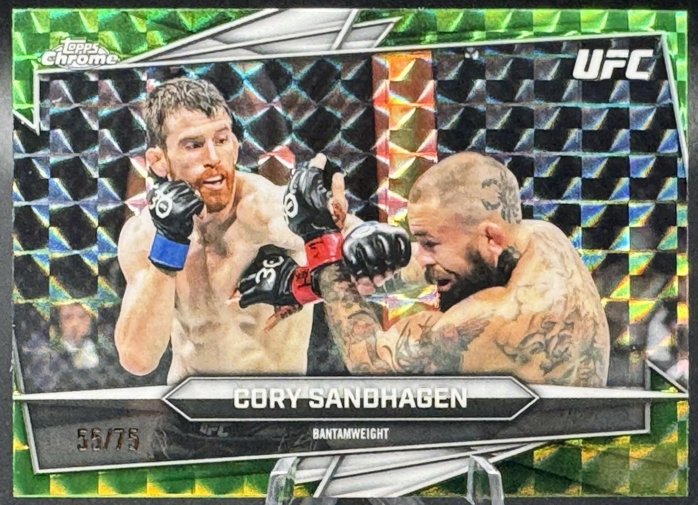 Cory Sandhagen 2026 Topps Chrome UFC Base #65 Green Geometric Refractor