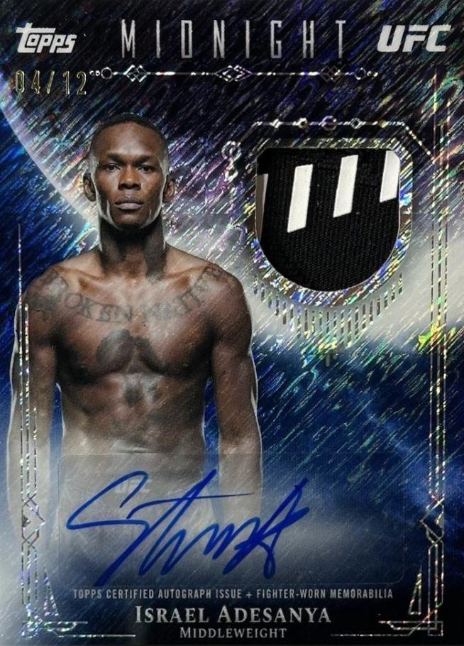Israel Adesanya 2026 Topps Midnight UFC Relic Autographs #VRA-IA Midnight
