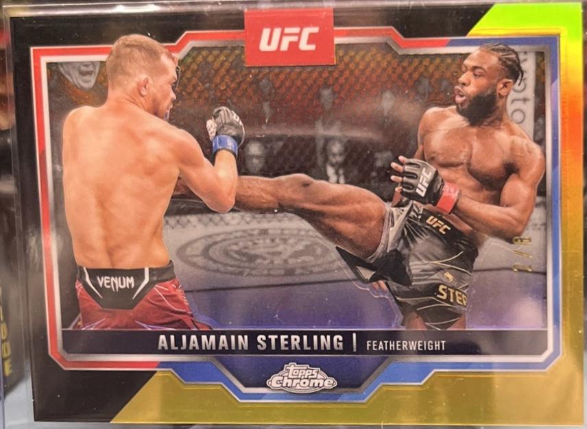 Aljamain Sterling 2025 Topps Chrome UFC Base #64 Black & Gold Refractor