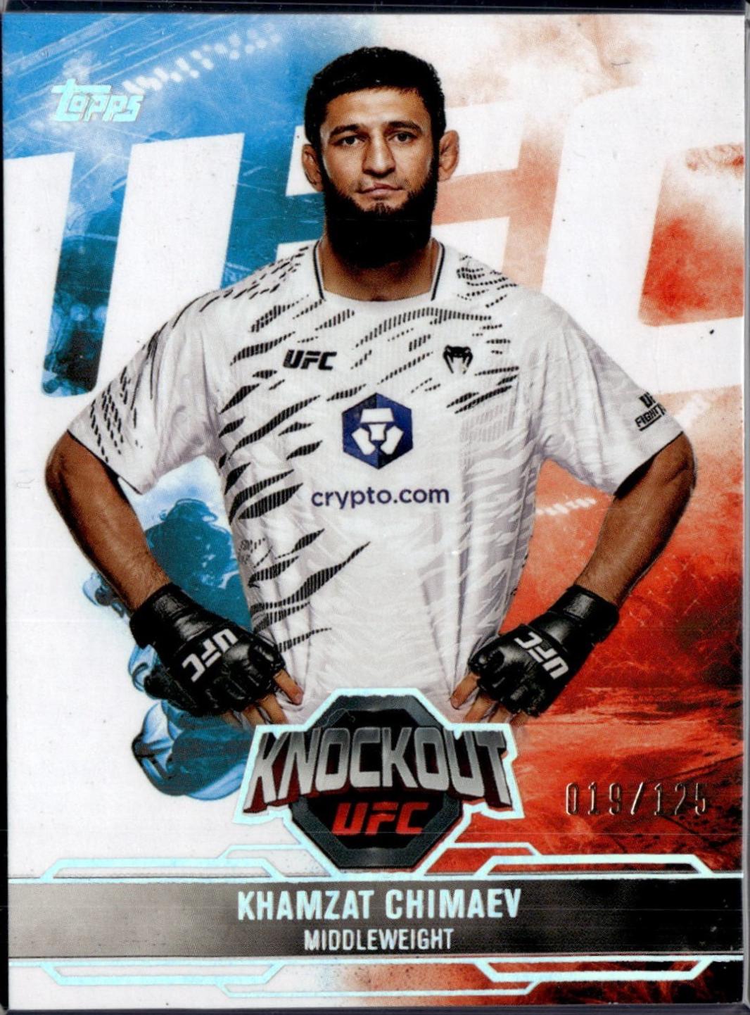 Khamzat Chimaev 2025 Topps Knockout UFC Base #50 Holo Silver