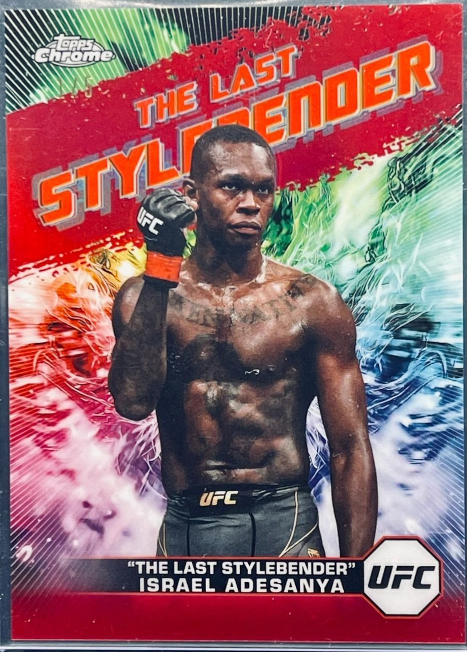 Israel Adesanya 2024 Topps Chrome UFC AKA #AKA-6 Red Refractor