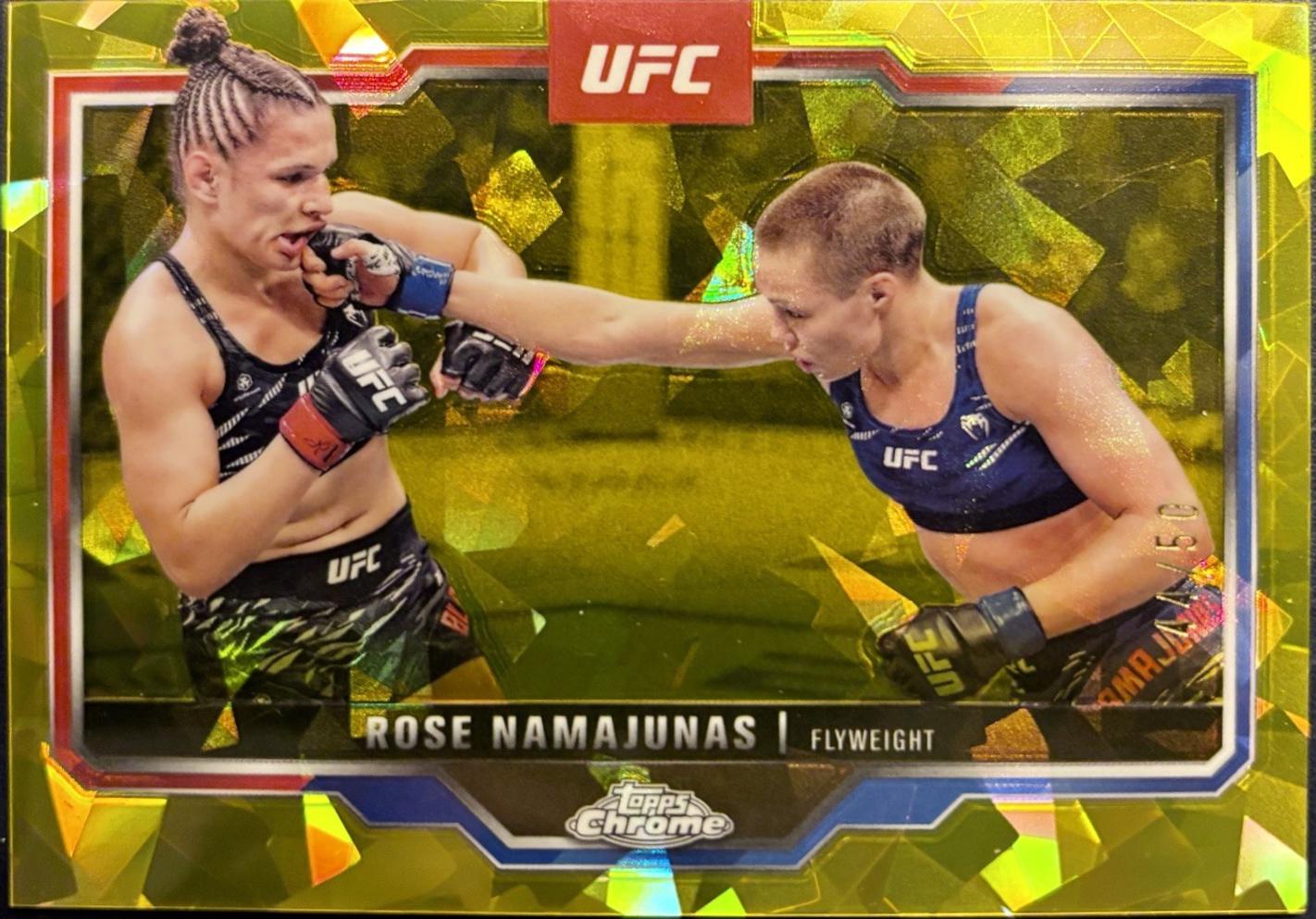 Rose Namajunas 2025 Topps Chrome Sapphire UFC Base Sapphire #89 Gold Sapphire