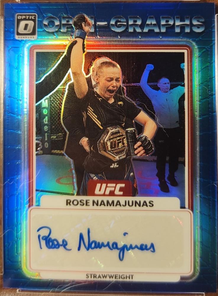 Rose Namajunas 2023 Panini Donruss Optic UFC Opti-Graphs #27 Blue Autograph