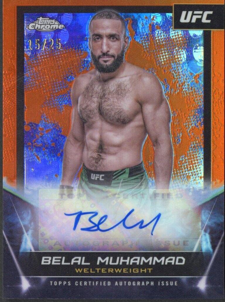 Belal Muhammad 2024 Topps Chrome UFC UFC Signatures #FNA-BMU Orange Refractor