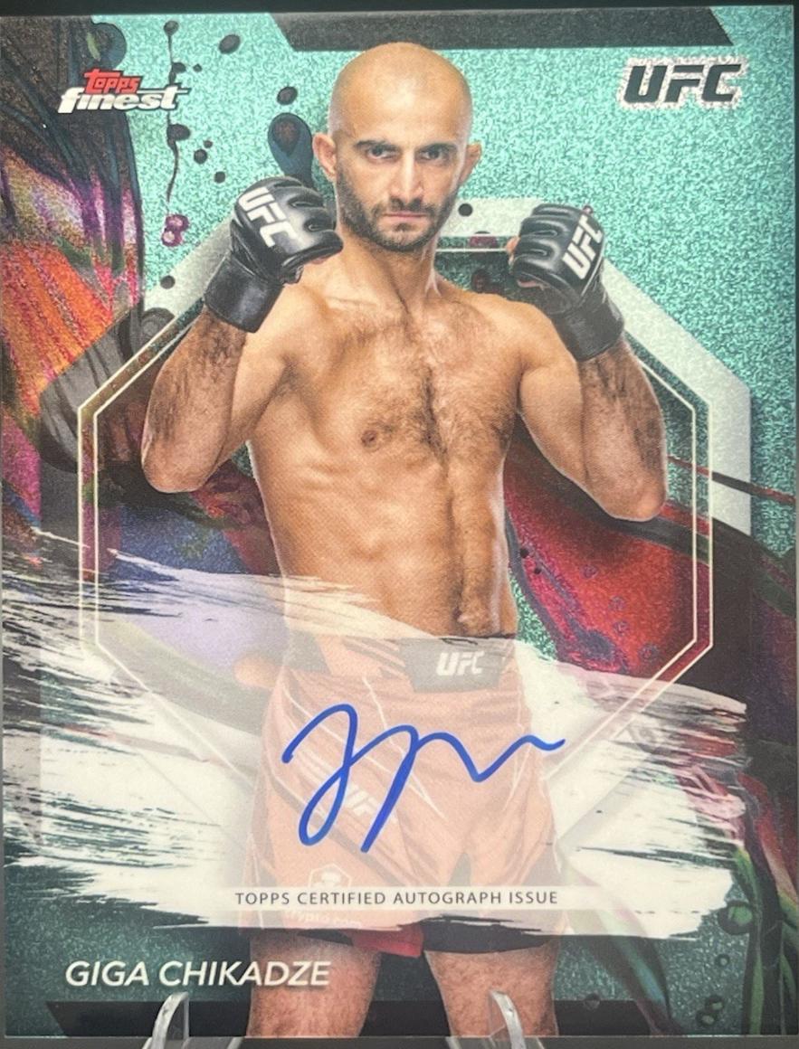 Giga Chikadze 2024 Topps Finest UFC Finest Autographs #FA-GCE Aqua Glitter Refractor