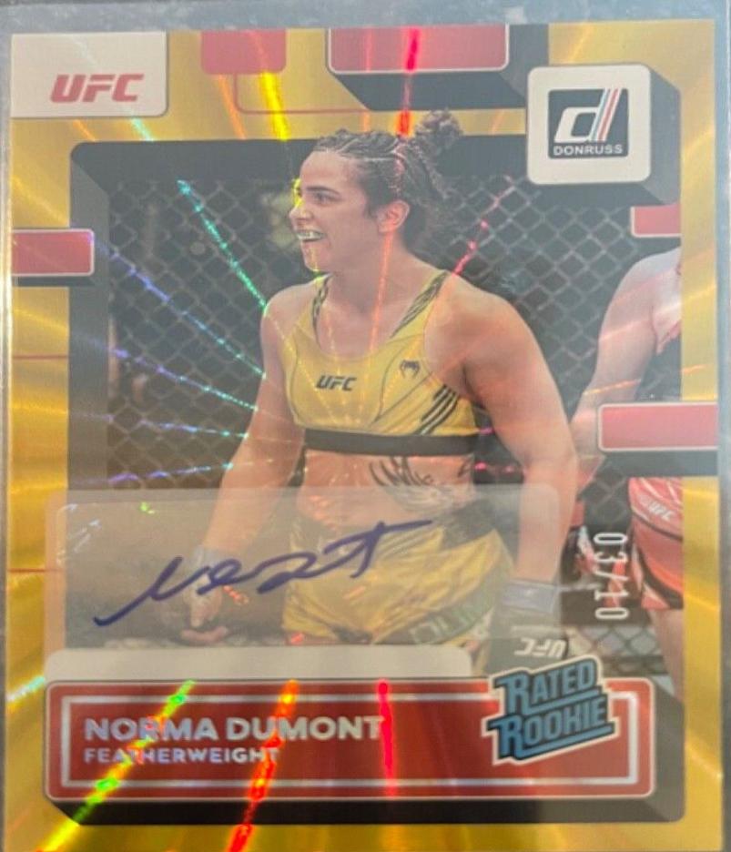 Norma Dumont 2023 Panini Donruss UFC Rated Rookies Signatures #204 Gold Laser