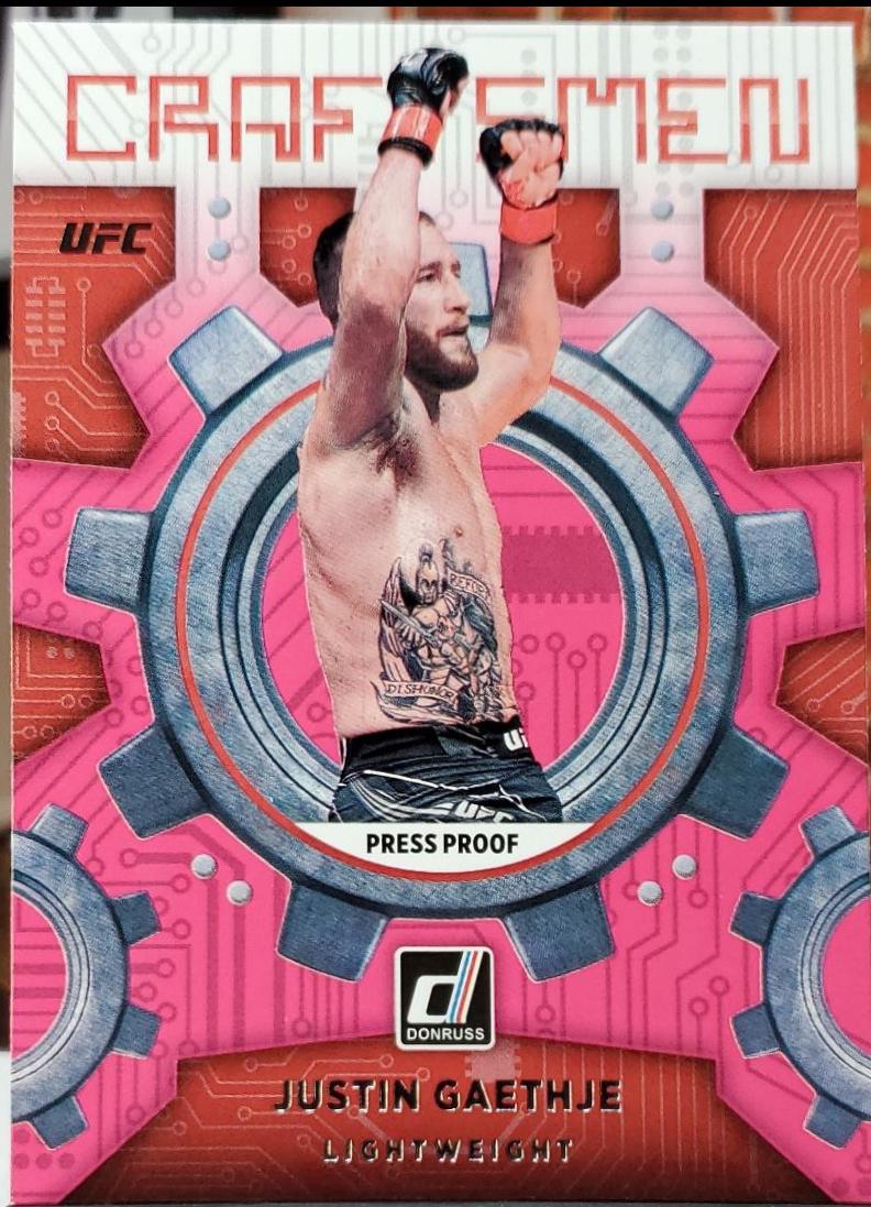 Justin Gaethje 2022 Panini Donruss UFC Craftsmen #10 Pink