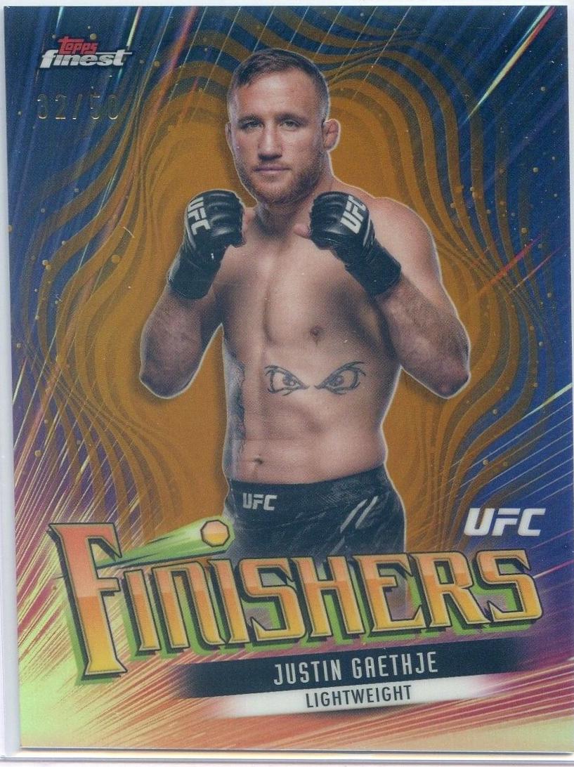Justin Gaethje 2024 Topps Finest UFC Finishers #FIN-9 Gold Refractor