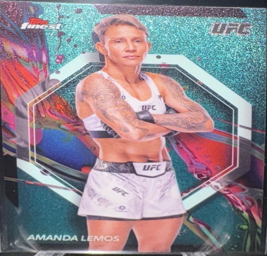 Amanda Lemos 2024 Topps Finest UFC Base Common #62 Aqua Glitter Refractor
