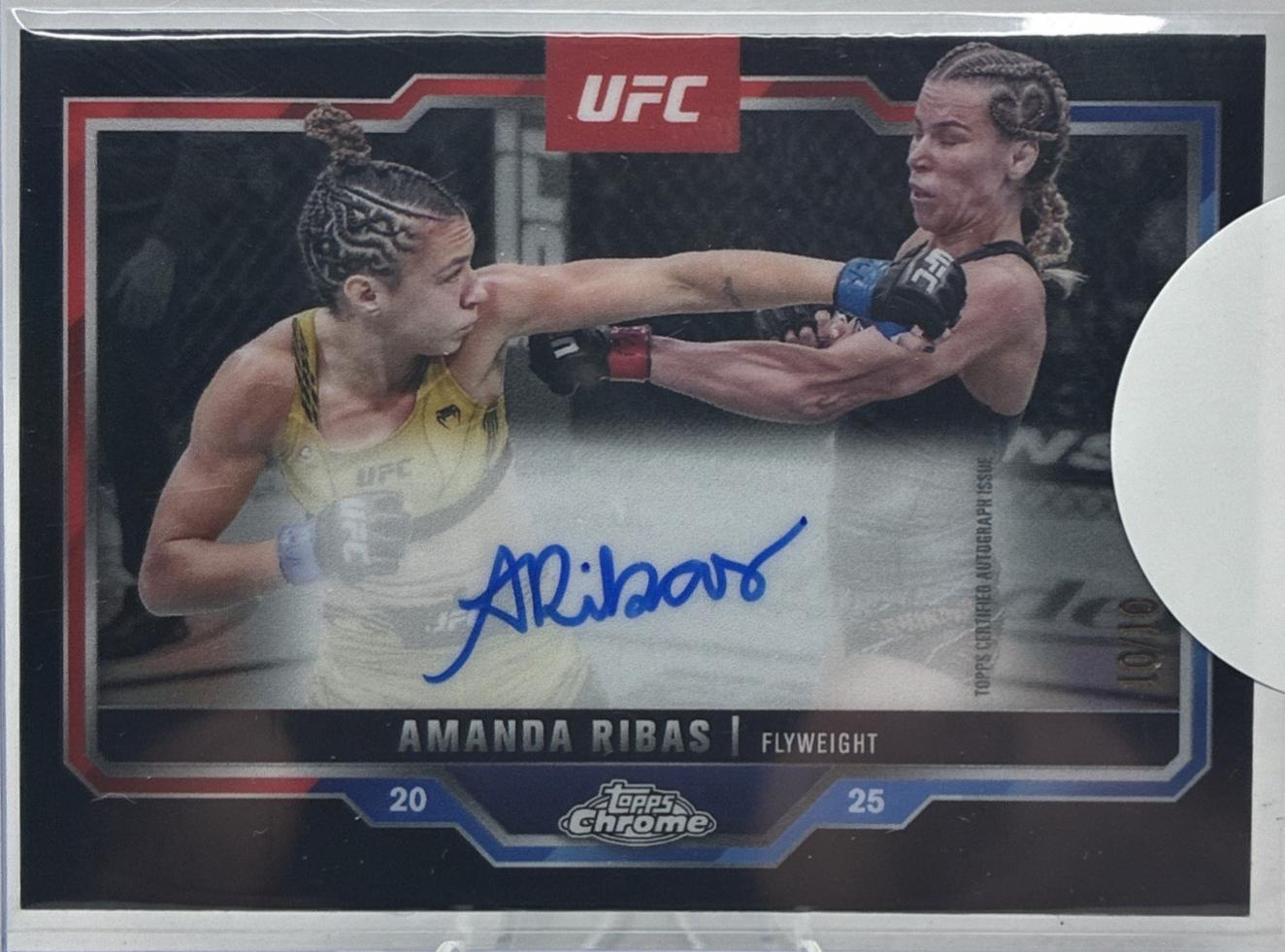 Amanda Ribas 2025 Topps Chrome Sapphire UFC Chrome Veteran Autographs Sapphire #CVA-AR Padparadscha Sapphire
