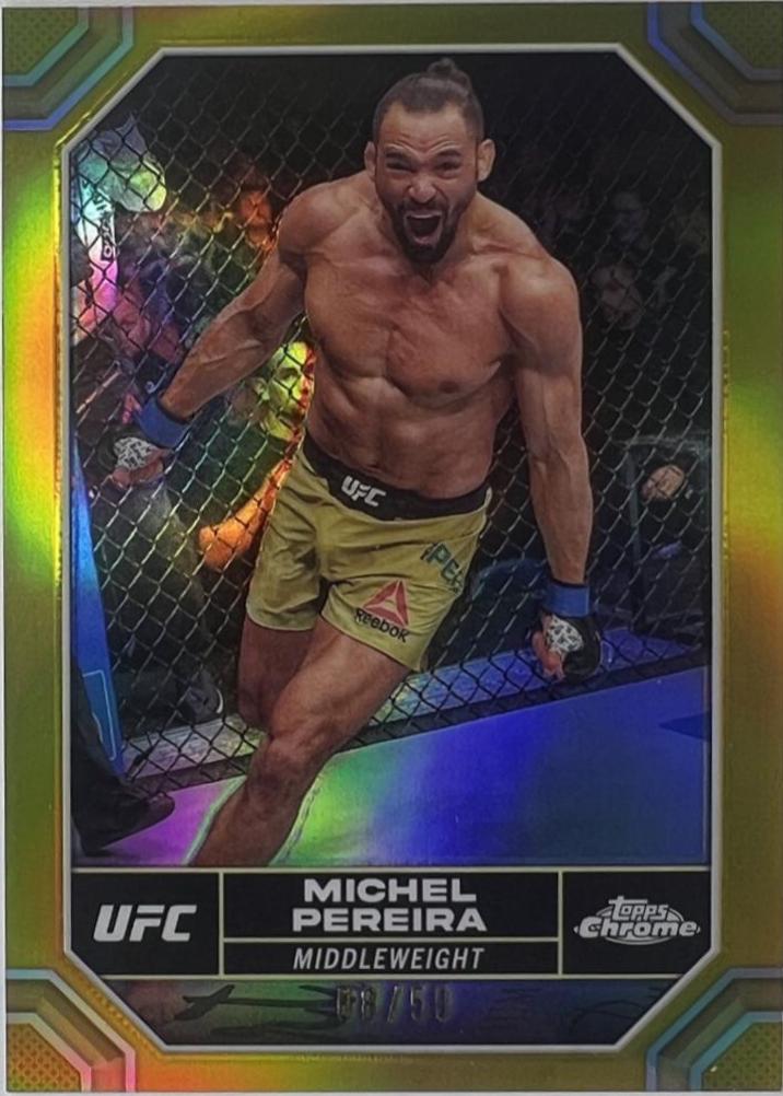 Michel Pereira 2024 Topps Chrome UFC Base #138 Gold Refractor