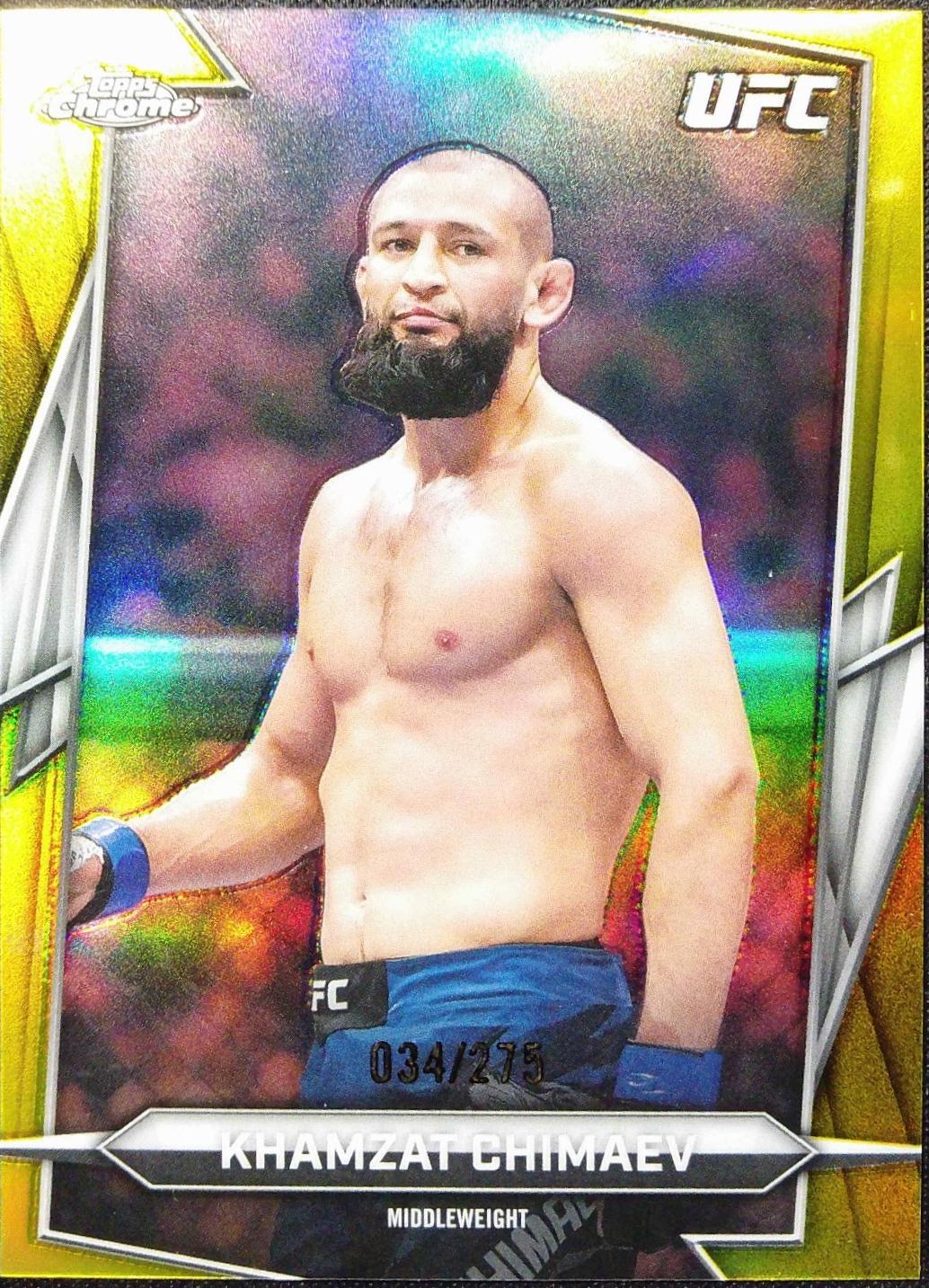 Khamzat Chimaev 2026 Topps Chrome UFC Base #125 Yellow Refractor