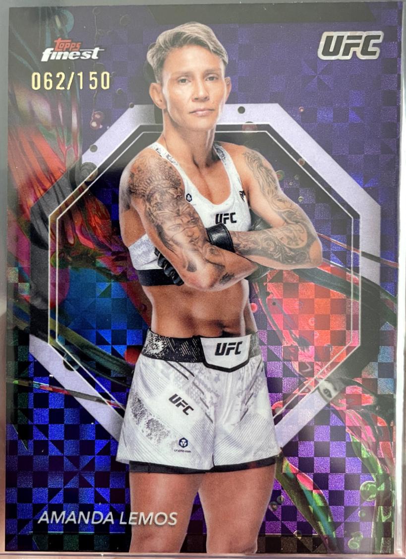 Amanda Lemos 2024 Topps Finest UFC Base Common #62 Purple Checkerboard Refractor