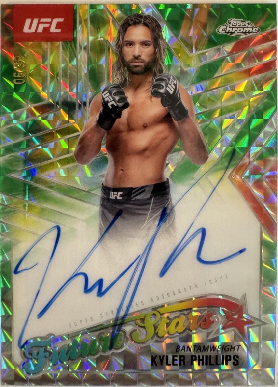 Kyler Phillips 2025 Topps Chrome UFC Future Stars Autographs #FSA-KP Geometric Green Refractor