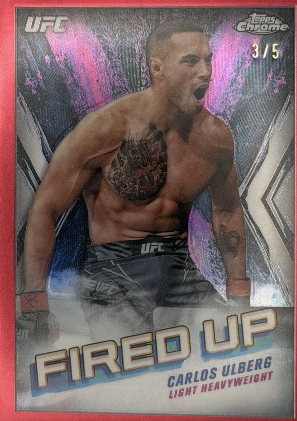 Carlos Ulberg 2024 Topps Chrome UFC Fired Up #FDP-10 Red Refractor