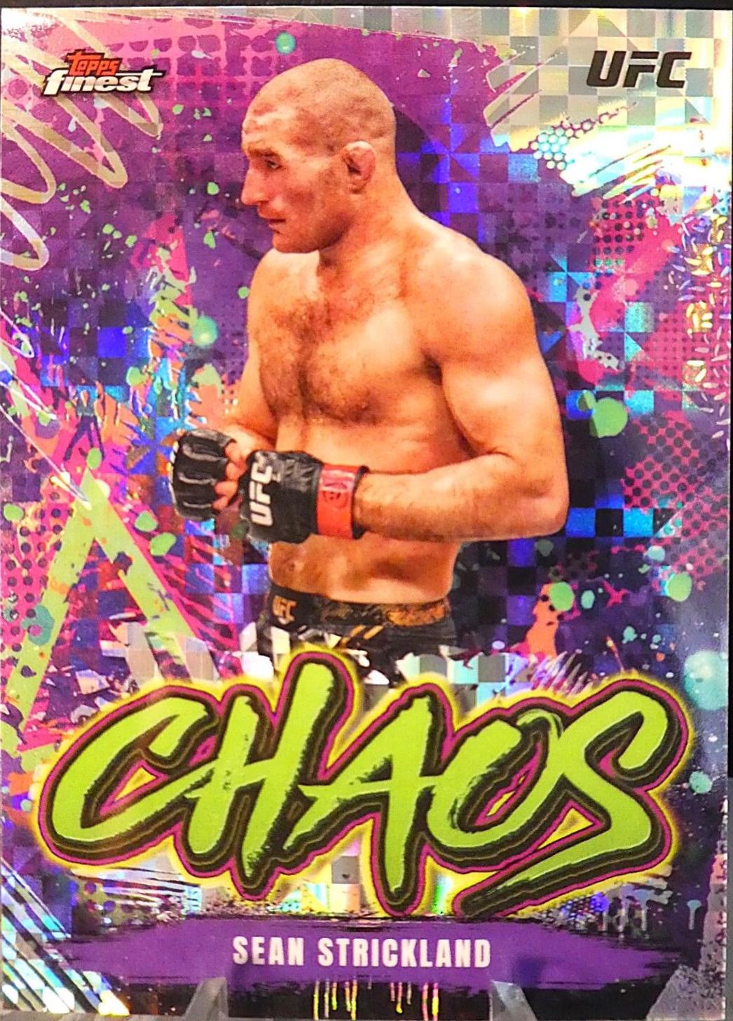 Sean Strickland 2024 Topps Finest UFC Chaos #CHA-11 Checkerboard Refractor