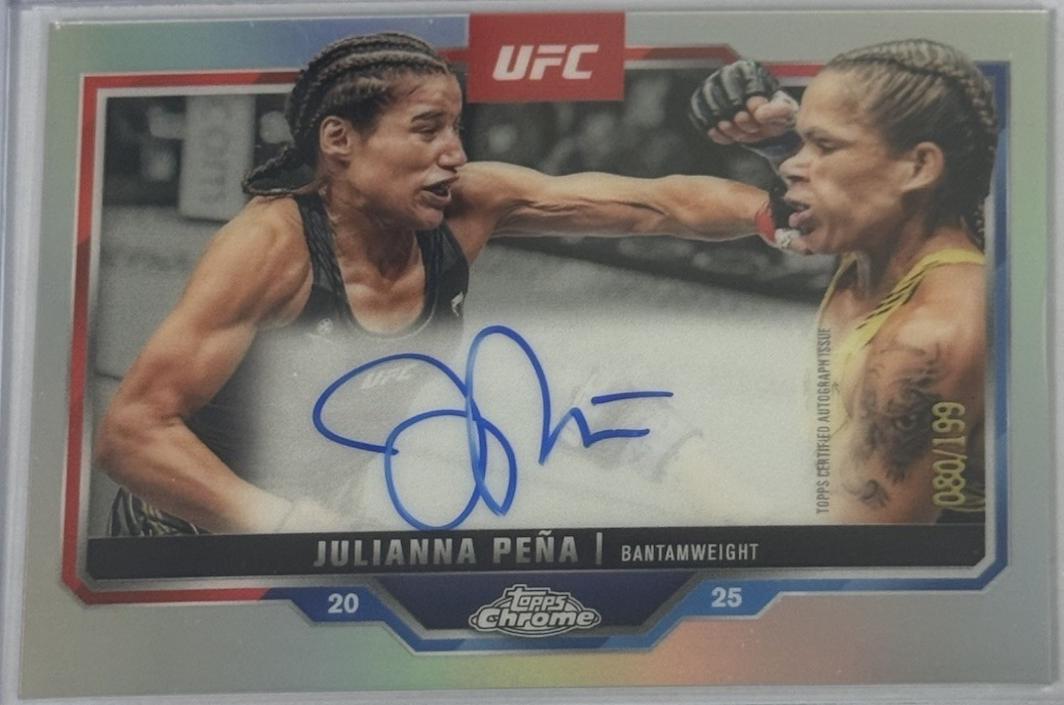 Julianna Peña 2025 Topps Chrome UFC Chrome Veteran Autographs #CVA-JU Refractor