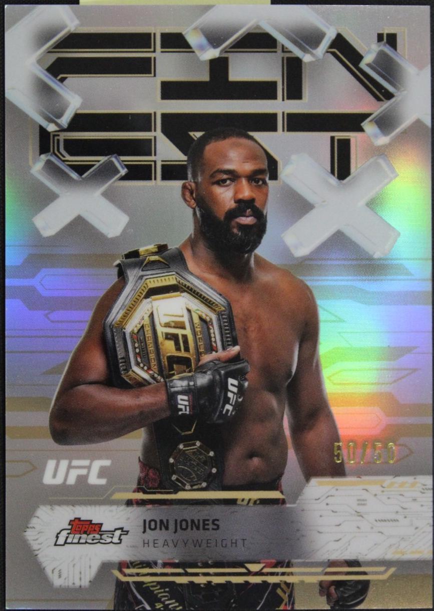 Jon Jones 2025 Topps Finest UFC Base Common #1 Gold Refractor