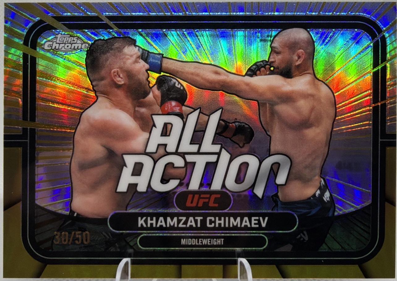 Khamzat Chimaev 2026 Topps Chrome UFC All-Action #AA-16 Gold Refractor