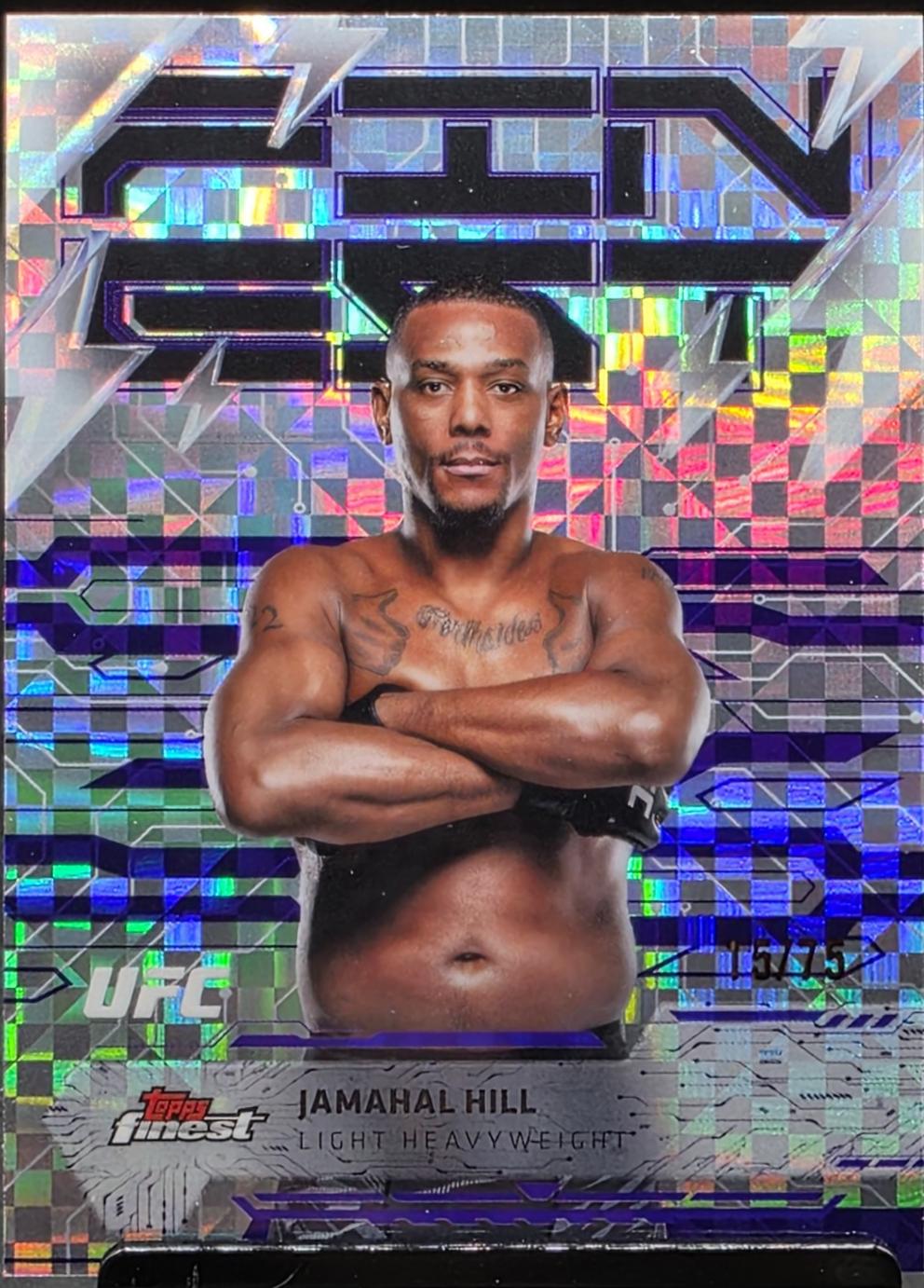 Jamahal Hill 2025 Topps Finest UFC Base Rare #227 Purple Checkerboard Refractor