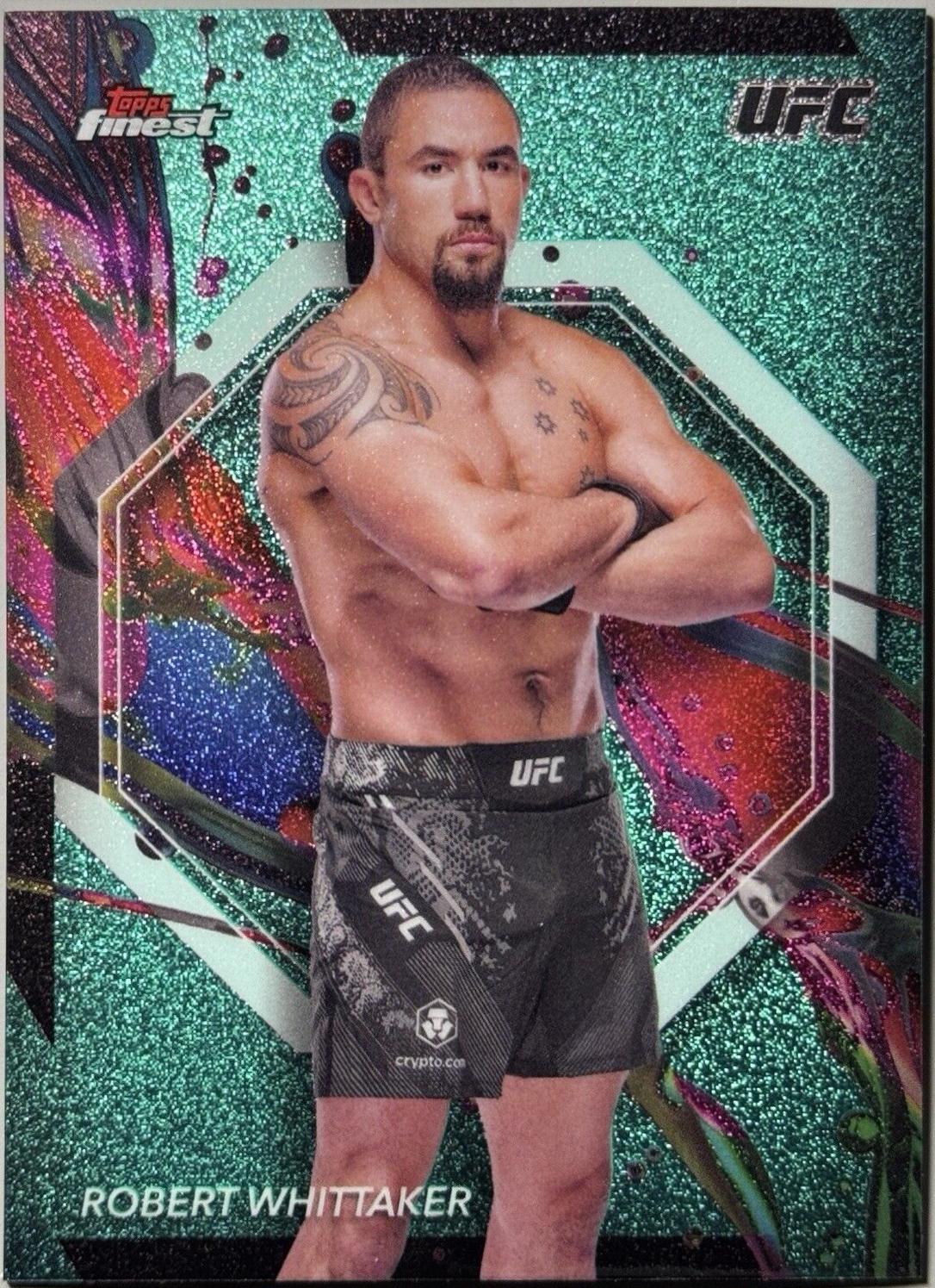 Robert Whittaker 2024 Topps Finest UFC Base Common #86 Aqua Glitter Refractor