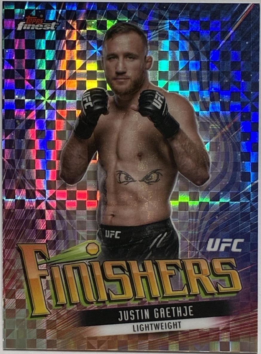 Justin Gaethje 2024 Topps Finest UFC Finishers #FIN-9 Checkerboard Refractor