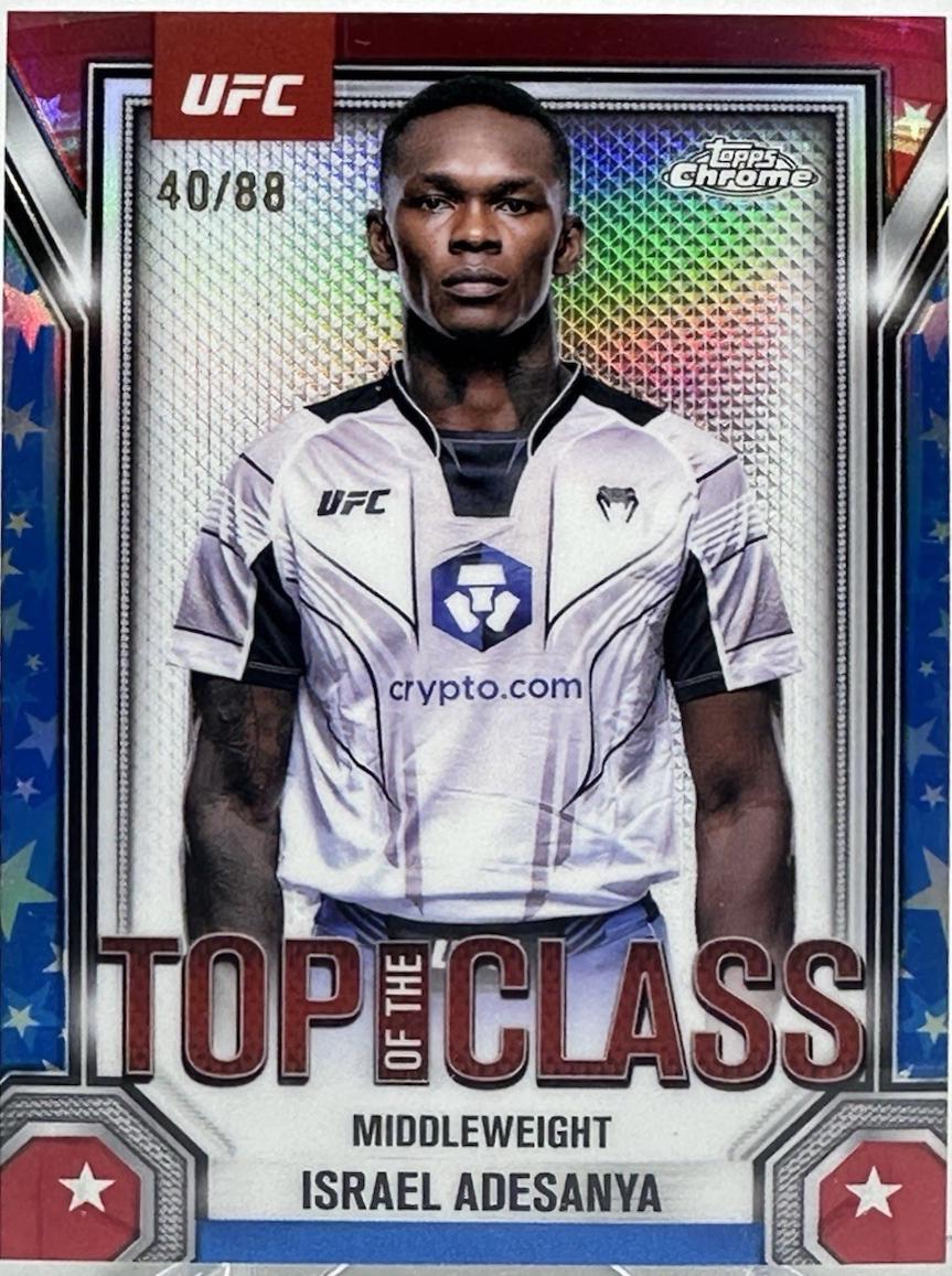 Israel Adesanya 2025 Topps Chrome UFC Top of the Class #TTC-11 Red White Blue Refractor
