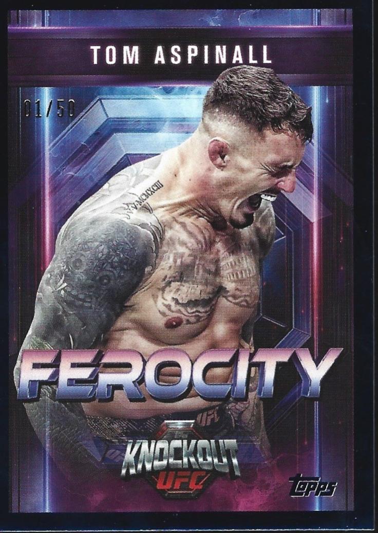 Tom Aspinall 2025 Topps Knockout UFC Ferocity #FE-3 Blue