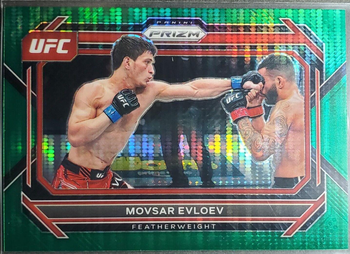 Movsar Evloev 2023 Panini Prizm UFC Base #29 Green Pulsar