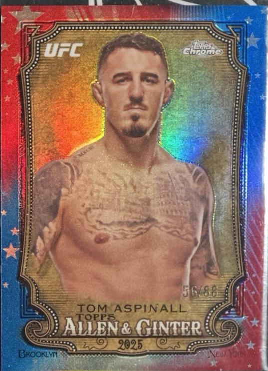 Tom Aspinall 2025 Topps Chrome UFC Allen & Ginter #AAG-18 Red White Blue Refractor